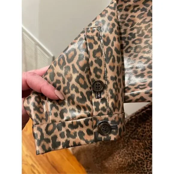Something Navy Tan Macaroon Leopard Unbelted Rain Coat sz XL NWT - Picture 5 of 8